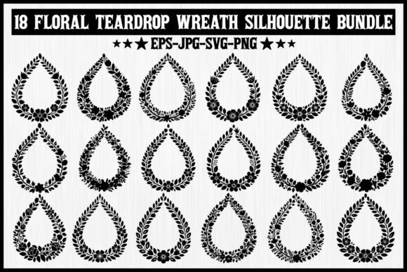 18 Floral Teardrop Wreath Silhouette Set Review