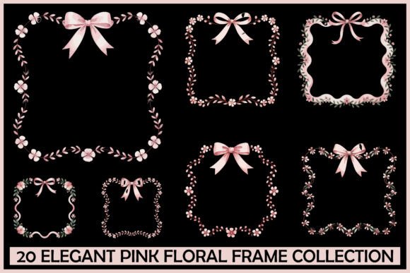 20 Elegant Pink Floral Frame SVG Bundle: Graphics and Illustrations for Sellers