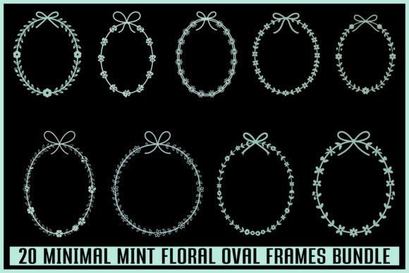 20 Minimal Mint Floral Frame SVG Bundle: Graphics and Illustrations for Editorial Polish