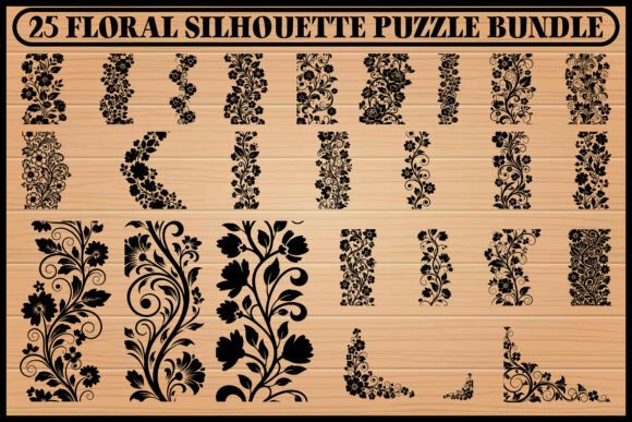 25 Floral Silhouette Puzzle Bundle: Graphics and Illustrations Review