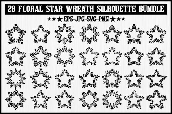 28 Floral Star Wreath Silhouette Bundle Graphics and Illustrations Review
