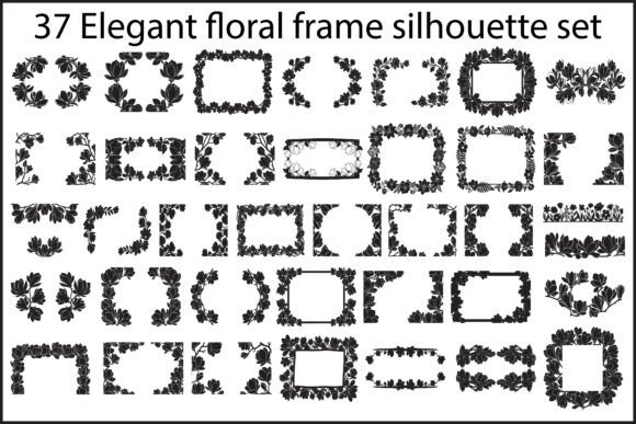 37 Elegant Floral Frame Silhouette Set for Graphics and Illustrations