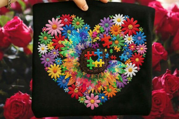 Autism Awareness Love Floral Shirt Png