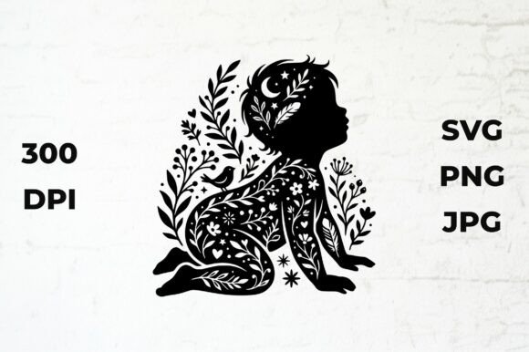 Baby Silhouette with Floral and Moon Review