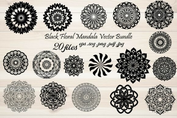Black Floral Mandala Vector Bundle: Graphics and Illustrations Review
