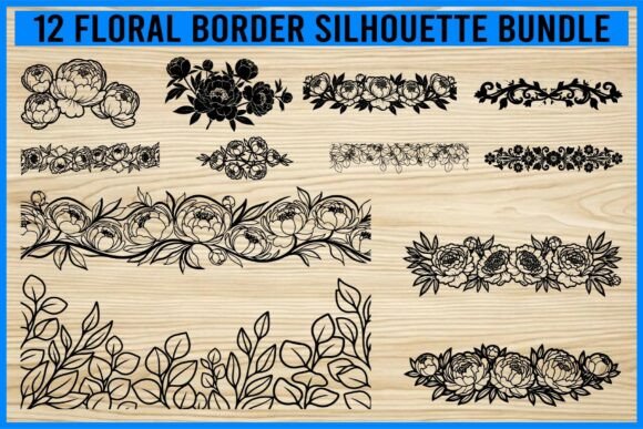 Floral Border Silhouette Bundle Graphics and Illustrations Review