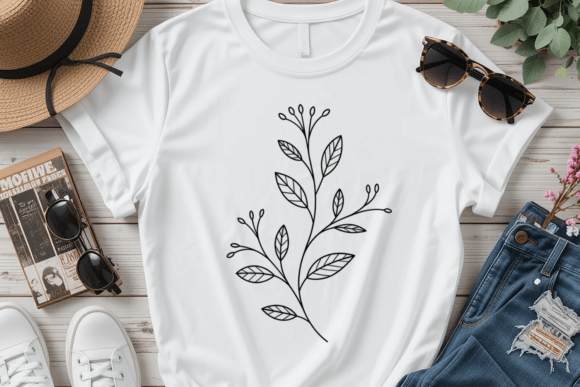 Floral Branch Line Art SVG PNG Graphics and Illustrations Review