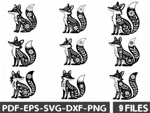 Floral Fox Stencil: Graphics and Illustrations for Local Branding