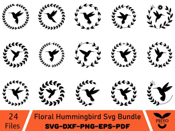 Floral Hummingbird Svg Bundle: Graphics and Illustrations for Editorial Use