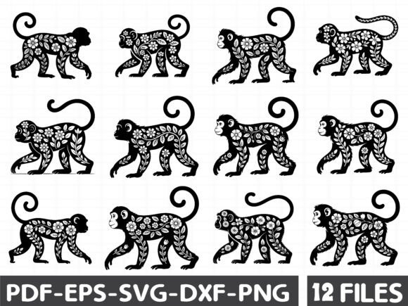 Floral Monkey Stencil Graphics and Illustrations Review