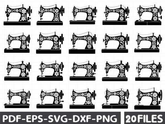 Floral Sewing Machine Svg Bundle Graphics and Illustrations