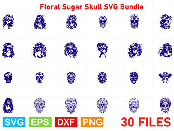 Floral Sugar Skull SVG Bundle: Graphics and Illustrations for Sellers