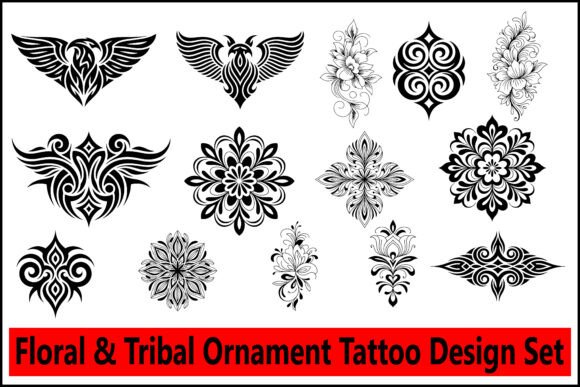 Floral Tribal Ornament Tattoo Set: Graphics and Illustrations Review