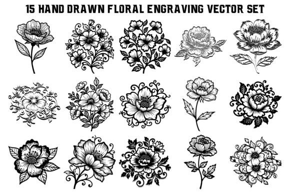 Hand Drawn Floral Engraving Vector Set Review