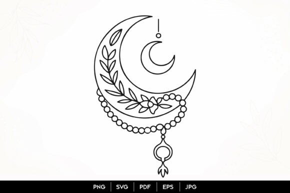 Islamic Crescent Moon Floral SVG Graphics and Illustrations Review