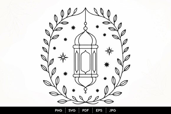 Islamic Lantern Floral Wreath SVG Graphics and Illustrations Review