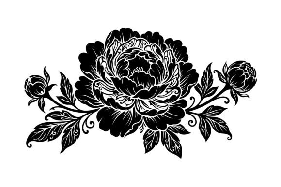 Peony Floral Silhouette Vector Graphics Freebies