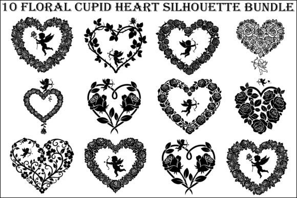 Review: 10 Floral Cupid Heart Silhouette Bundle
