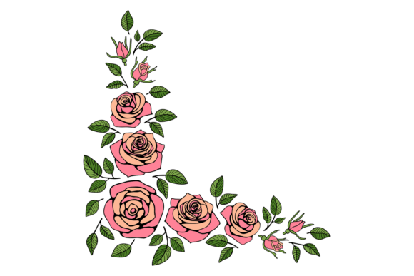 Rose Decorative Corner. Floral Element.