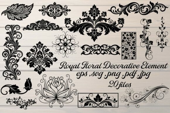 Royal Floral Decorative Elements Graphics and Illustrations Review