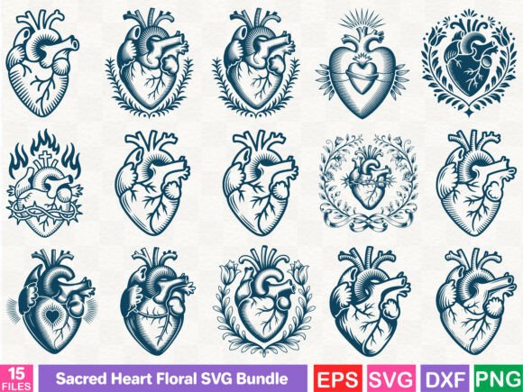 Sacred Heart Floral SVG Bundle: Graphics and Illustrations Review
