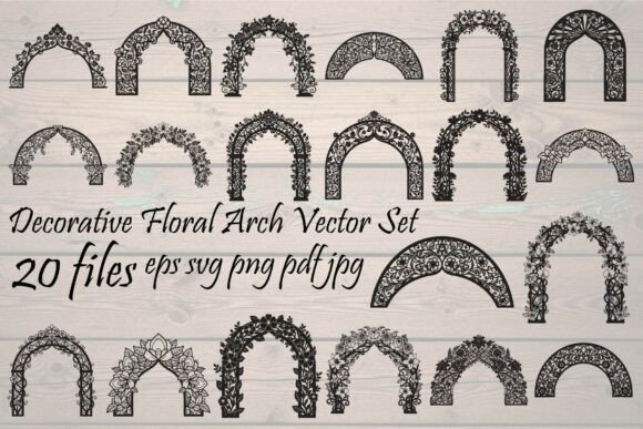 This Decorative Floral Arch Vector Set for Graphics and Illustrations