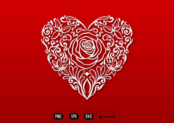 Valentine Floral Heart Frame SVG Graphics and Illustrations