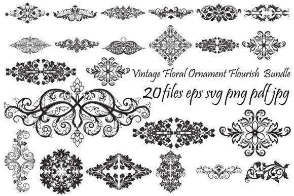 Vintage Floral Ornament Flourish Graphics and Illustrations