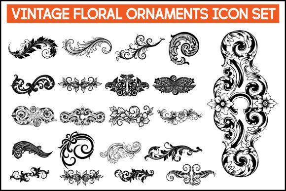 Vintage Floral Ornaments Icon Set Graphics and Illustrations Review