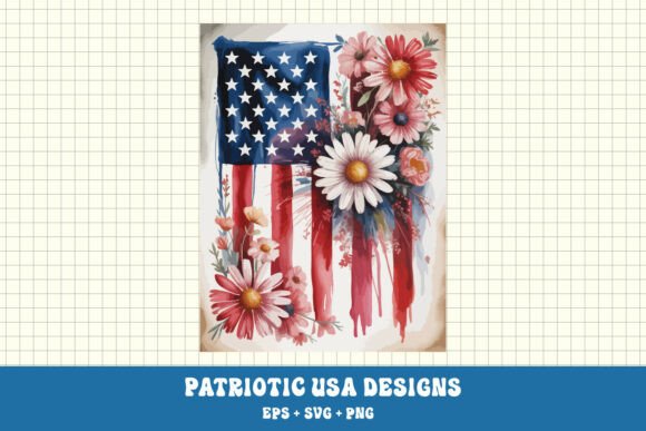 Watercolor American Flag Floral Clipart Graphics and Illustrations Review